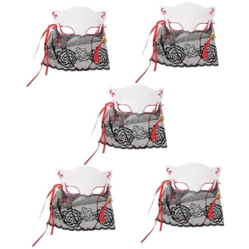 SHINEOFI 5 Teilige Maske Halloween Halloween Kostüme Rabe Fuchs Kostüm Gesicht Halloween Vögel Spitze Maskerade Wolf Halloween Party Halbtier Party Zubehör von SHINEOFI