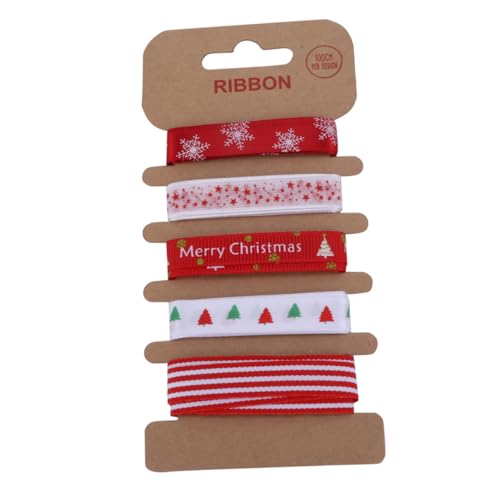 SHINEOFI 5 Weihnachtsband ribbon stoffband weihnachten Geschenkband-Set geschenksbandset Dekorationsband Stichworte Weihnachtsdekorationen Schleife Name dekoratives Band Partydekoration rot von SHINEOFI