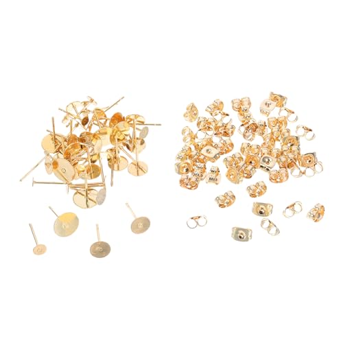 SHINEOFI 50 Satz Flache Runde Ohrstecker mit Rückseite Zubehör für Diy Ohrringe und Täglichen Gebrauch von SHINEOFI