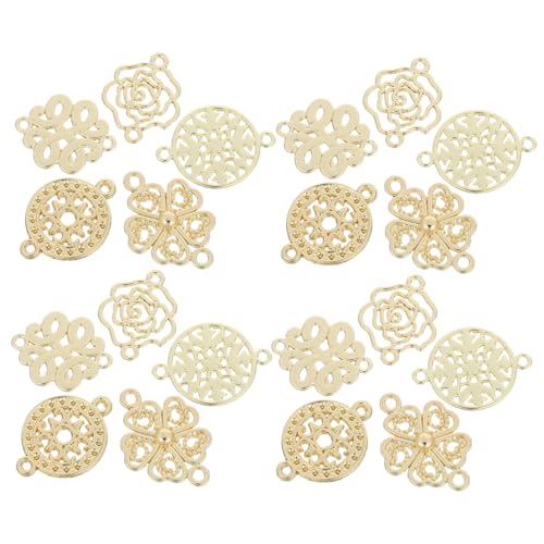 SHINEOFI 50 Stück Barockstil Filigrane Hohle Schmuckverbinder Doppelloch Anhänger Charms für DIY Schmuckherstellung Goldfarbene Metallverbindungsstücke Vielseitige Designs für Armbänder und SHINEOFI 50 Stück Barockstil Filigrane Hohle Schmuckverbinder Doppelloch Anhänger Charms für DIY Schmuckherstellung Goldfarbene Metallverbindungsstücke Vielseitige Designs für Armbänder und von SHINEOFI