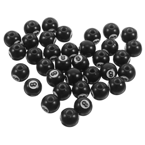 SHINEOFI 50 Stück Billard lose Perlen Abstandshalter für Billardkugeln Perlen-Anhänger runde Abstandsperlen runde Poolperlen Billard-Girlandenperlen Sportperlen-Charme Acryl Schwarz von SHINEOFI