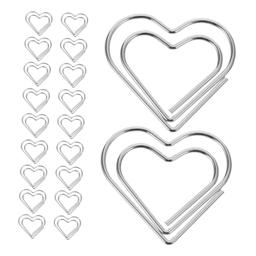 SHINEOFI 50 Stück Herz Büroklammern aus Metall Kreative Papierklammern mit Stilvollem Silbernem Finish Vielseitig Einsetzbar zum Sortieren und Markieren von Dokumenten Notizen und von SHINEOFI