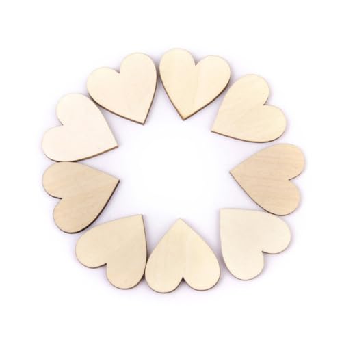 SHINEOFI 50 Stück Holzscheiben Herzen DIY Bastelmaterial für Dekorationen Unbehandelt Glatt Geschliffen für Scrapbooking und Kreative Projekte von SHINEOFI