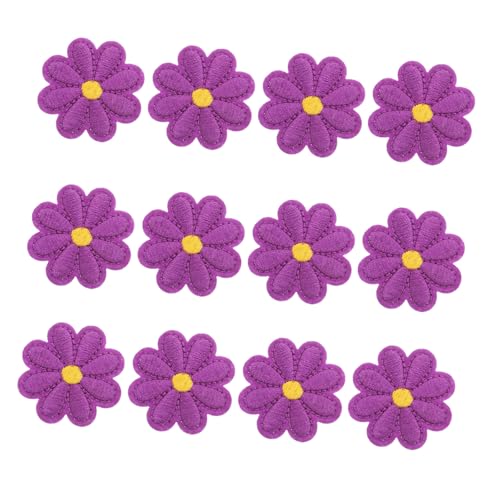 SHINEOFI 50 Stück Kleine -Stoffaufkleber Blumenapparat für Rucksäcke Aufnäher mit Blumenstickerei Stoffflecken für dekorative Kleidung Daisy Dress Patch Stickgarn Violett von SHINEOFI