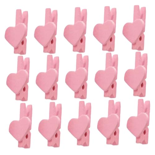 SHINEOFI 50 Stück Love Clip Memohalter Für Schreibtisch Desktop Fotoclip Fotohalter Für Bilder Papier Memo Büroklammer Jumbo Memo Desktop Fotohalter Aktenschieber Clip Holz Pink von SHINEOFI