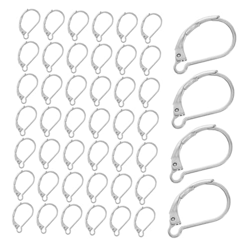 SHINEOFI 50 Stück Ohrringschnalle Aus Edelstahl Ohrringhakenverschluss Französischer Ohrhaken Ohrringhaken Mit Anhänger Ohrhaken Für Schmuck Ohrringhaken Edelstahl Silber Rostfreier Stahl von SHINEOFI
