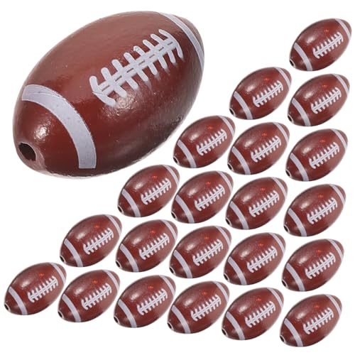 SHINEOFI 50 Stück Rugby-Holzperlen Fußballperlen für Armbänder Party Fußbälle Sport klein wohnungsdeko american football Schlüsselbundperlen Abstandshalter für Halskettenanhänger Brown von SHINEOFI