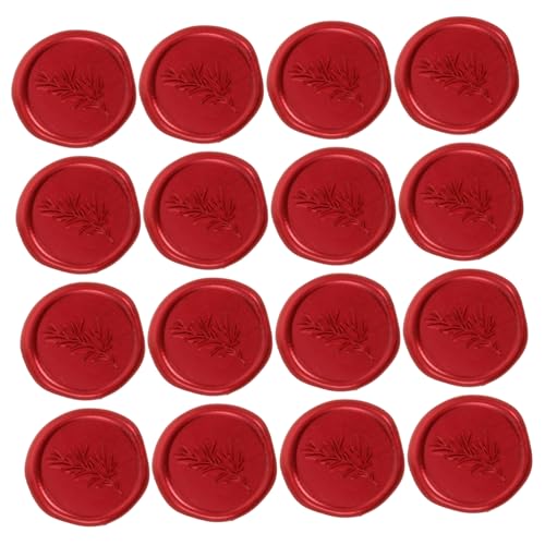 SHINEOFI 50 Stück Selbstklebende Wachs Siegel Aufkleber Rot Branch Design Vintage Hochzeit Einladung Siegel Briefumschlag Dekoration Scrapbooking DIY Basteln von SHINEOFI