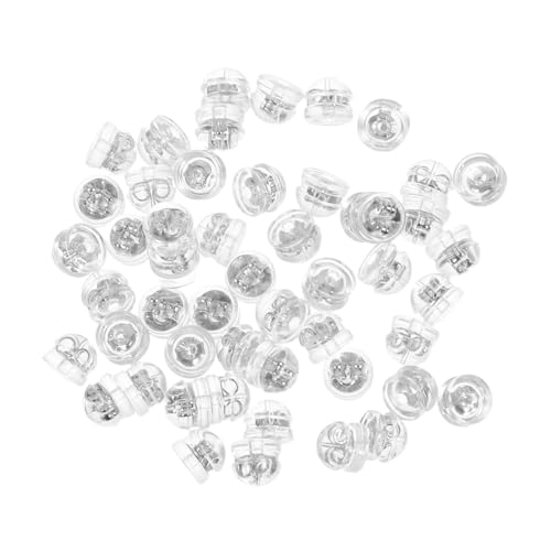 SHINEOFI 50 Stück Silikon Ohrsteckerverschluss Silber für Dünne Stifte Sichere Ersatz-clutch Stopper für Haken Creolen Tropfen Ohrringe Wiederverwendbar Modernes Design von SHINEOFI