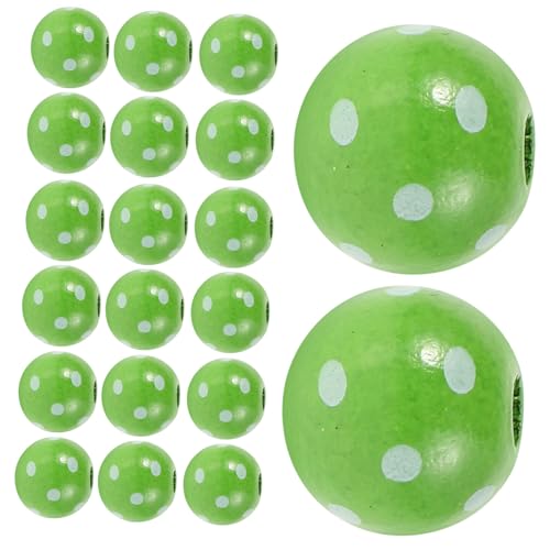 SHINEOFI 50 Stück St Patrick's Day Holzperlen Grün mit Kleeblatt design Runde gepunktete Holzabstandshalter Langlebige DIY Bastelperlen für Schmuckherstellung und Girlanden Irischer Stil von SHINEOFI