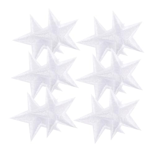 SHINEOFI 50 Stück Sterne Zum Aufbügeln Kleidungszubehör Nähsterne Gestickte Applikationen Weiße Polyester Stern Stickapplikationen von SHINEOFI