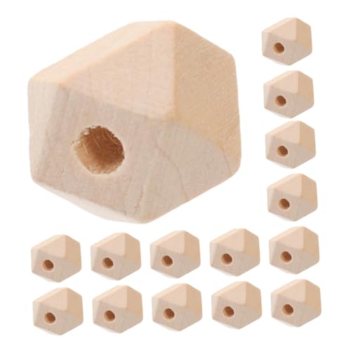 SHINEOFI 50 Stück Teiliges Natürliche Holzperlen Achtseitige Geometrische Bastelperlen aus Unbehandeltem Holz Vielseitige Abstandshalter für Schmuckherstellung DIY Armbänder und von SHINEOFI