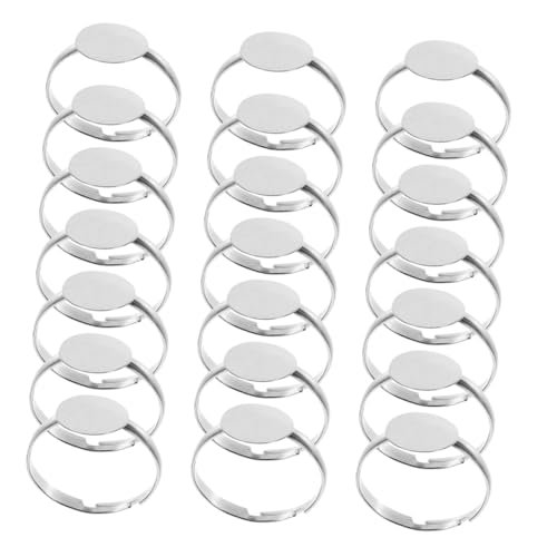 SHINEOFI 50 Stück Verstellbare Ringrohlinge mit Flacher Fassung Stabile Metallbasis für Sicheren Edelsteinhalt Flexible Größenanpassung Diy Schmuckherstellung für Ringe und Brautschmuck von SHINEOFI