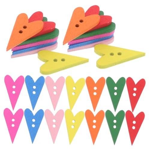 SHINEOFI 500 Stück Bunte Holzknöpfe Herzform mit Löchern für Handarbeiten Kleidung und Kreative Diy Projekte für Dekorationen von SHINEOFI