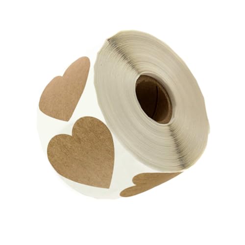 SHINEOFI 500 Stück Herzförmige Kraftpapier Geschenkaufkleber Selbstklebend Party Favor Etiketten Für Valentinstag Karten Verpackung Dekoration von SHINEOFI