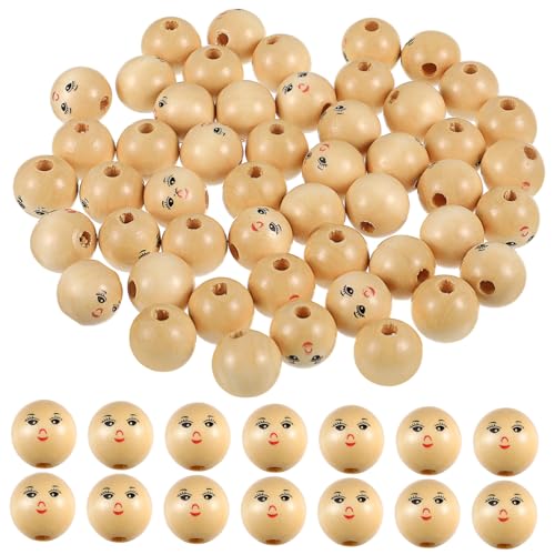 SHINEOFI 50Stücke Runde Holzperlen mit DIY Bastelgesicht Perlen Natürliche Holzperlen für Handarbeiten für Schmuck und Dekorationen SHINEOFI 50Stücke Runde Holzperlen mit DIY Bastelgesicht Perlen Natürliche Holzperlen für Handarbeiten für Schmuck und Dekorationen von SHINEOFI