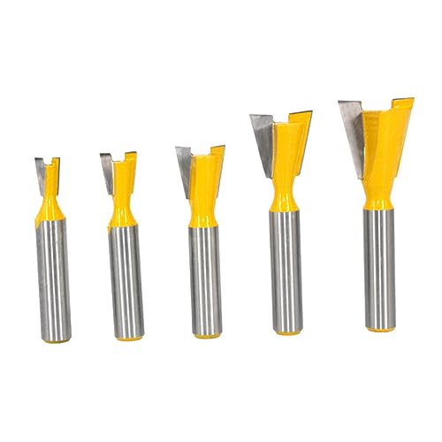 SHINEOFI 5Er-Sets Holzbearbeitungsschneider Fräser Router-Bit schreiner werkzeug holzbearbeitungswerkzeuge halbblinde Schwalbenschwanz-Bits Schwalbenschwanzverbindungen Bits Legierung von SHINEOFI