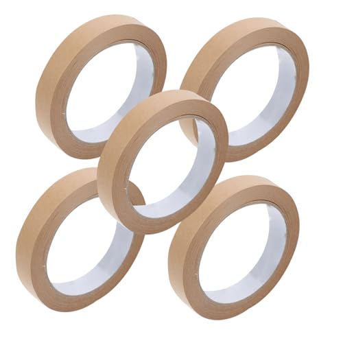 SHINEOFI 5Stücke Kraftpapier Klebeband Selbstklebendes Wasserdichtes Transportband für Kartonversand Reißfest und Langlebig von SHINEOFI