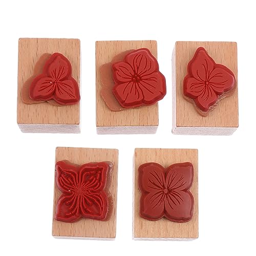 SHINEOFI 5Stücke Teiliges Vintage Pflanzen Holzstempel für DIY Scrapbooking Tagebuch und Karten Blumenmuster Hervorragende Tintenabsorption Vielseitige Anwendungen Elegantes von SHINEOFI