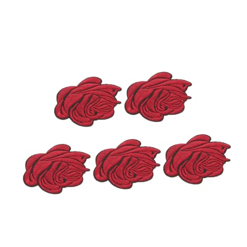SHINEOFI 5pcs Rose Blumeneisen Auf Rosenflecken Für Kleidung Bestickte Applikationen Dekorative Fabrik Reparaturflecken Für Jacken Jeans Pullover Hüte Schuhe Taschen Taschen von SHINEOFI