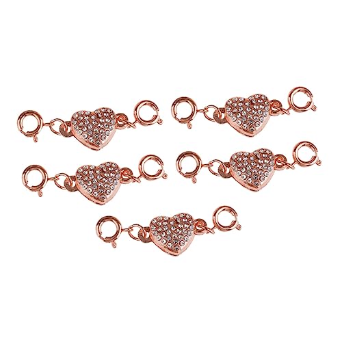 SHINEOFI 5stücke Herzförmiger Magnetverschluss Teiliges Set Aus Roségoldfarbenem Schmuckzubehör Zum Verbinden Von Halsketten Und Armbändern Langlebig Und Hautfreundlich -lösung Für von SHINEOFI