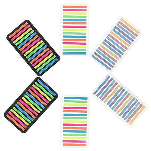 SHINEOFI 6 Haftnotizen Seitenmarkierungen Klebestreifen Buchregisterkarten zum Kommentieren farbig Buchmarkierungen bookmarks lesezeichen book marker Lernzubehör Highlight-Streifen Plastik von SHINEOFI