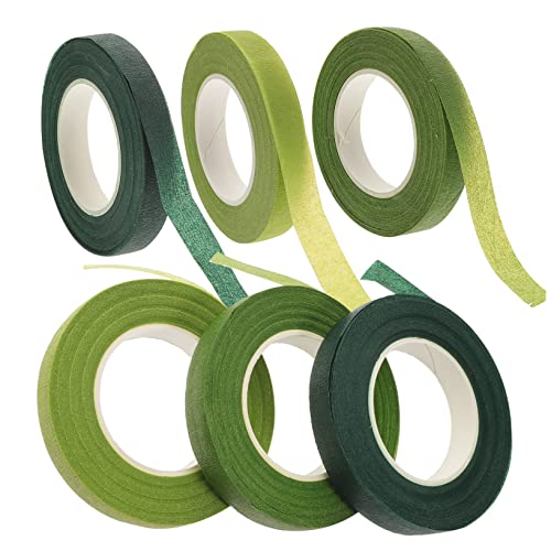 SHINEOFI 6 Rollen Blumenband Bastelband Blumen- Hochzeit Anordnung Stengel Wickeln Pflanzenband Rosen Künstliche Blumen Strauß Wickelband Grünes Band Für Blumen Stiele Strauß Band Klebeband von SHINEOFI