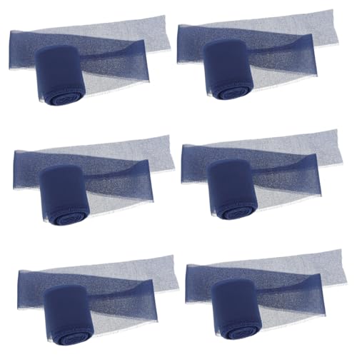 SHINEOFI 6 Rollen Chiffon Satinband Breit Fransig aus Weichem Seidenstoff für Hochzeitsdekoration Geschenkverpackung Blumensträuße Brautstrauß und DIY Basteln Lang Blau von SHINEOFI