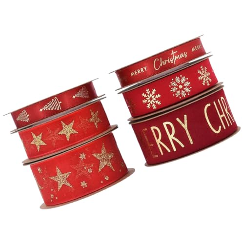 SHINEOFI 6 Rollen Rotes Glitzerband Organza für Weihnachtsgeschenke Breites Chiffonband für Diy Dekorationen und Festliche Verpackungen für Feiertagsfeiern und Kreative Bastelprojekte von SHINEOFI