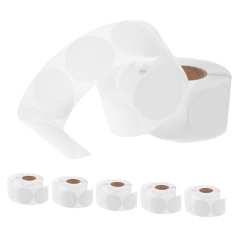 SHINEOFI 6 Rollen Selbstklebende Runde Etiketten Weiß Siegelaufkleber Beschreibbar für Verpackung Büro Versand Vielseitig Bedruckbar und Beschriftbar von SHINEOFI