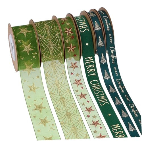 SHINEOFI 6 Rollen Vielseitige Satinbänder für Weihnachtsdekoration Kuchenverpackung Haarschmuck und Blumensträuße Langlebig und Einfach zu Verwenden von SHINEOFI