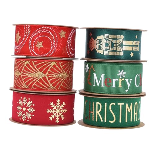 SHINEOFI 6 Rollen Weihnachtsbänder mit Goldfolie Festliche Dekorative Geschenkband für DIY Basteln Blumenarrangements und Weihnachtsbaumdekorationen SHINEOFI 6 Rollen Weihnachtsbänder mit Goldfolie Festliche Dekorative Geschenkband für DIY Basteln Blumenarrangements und Weihnachtsbaumdekorationen von SHINEOFI