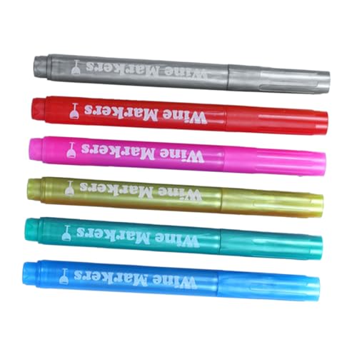 SHINEOFI 6 Stück Abwischbare Wein Glas Marker Stifte Feine Spitze Schnelltrocknend für Keramik Glas Holz Metall Bemalen Zeichnen Geschenkidee von SHINEOFI