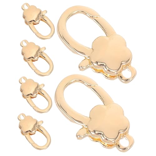 SHINEOFI 6 Stück Blumenform Lobster Claw Verschlüsse Goldfarbene Karabinerhaken für DIY Schmuckherstellung für Armbänder und Fußkettchen von SHINEOFI