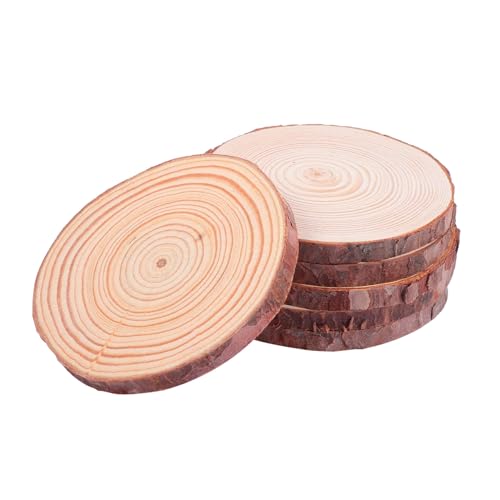 SHINEOFI 6 Stück Dekoration aus Holzspänen Kernstück Mittelstücke runden Fälschung Hochzeit rustikale bastelsets für wihnachtsdeko natürliche Holzscheiben Requisiten aus Holzscheiben von SHINEOFI