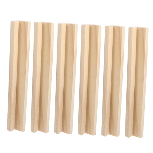 SHINEOFI 6 Stück Englische Alphabetbasis Domino-Halter Domino-Versorgung Dominoständer aus Holz Zubehör für Dominospiele Ausstellungsständer aus Holz Desktop-Domino-Basen Kiefernholz Beige von SHINEOFI