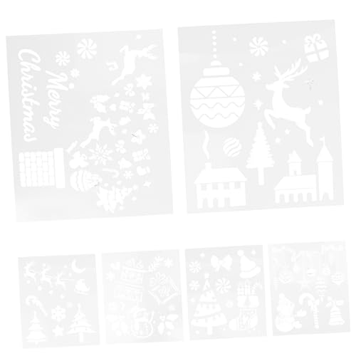 SHINEOFI 6 Stück Malvorlage Malschablone Schablonen Für Sprühfarbe Malerei Kunst Hochzeit Weihnachtsdeko Druckschablonen Selber Machen Tragbare Druckschablonen Diy Liefert Das Haustier Weiß von SHINEOFI