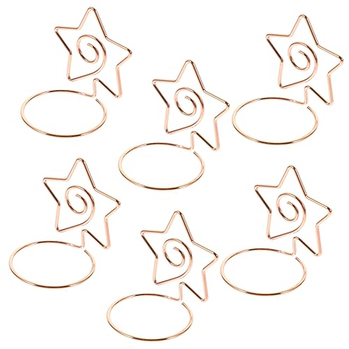 SHINEOFI 6 Stück Memo-Clip Ticket Bildhalter Planke Zahlen Visitenkartenhalter-Organizer steht bürodeko büro dekoration Namens-Tischkartenhalter für Hochzeiten Memo -Clips Metall Rose Gold von SHINEOFI