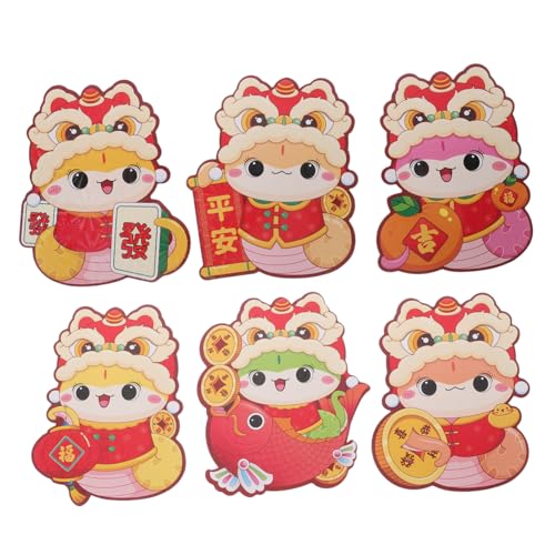 SHINEOFI 6 Stück Rote Chinesische Glücksgeldumschläge Cartoon Design Jahr Schlange Praktische Geldhalter Festliche Dekoration für Chinesisches Neujahr und Feierlichkeiten von SHINEOFI