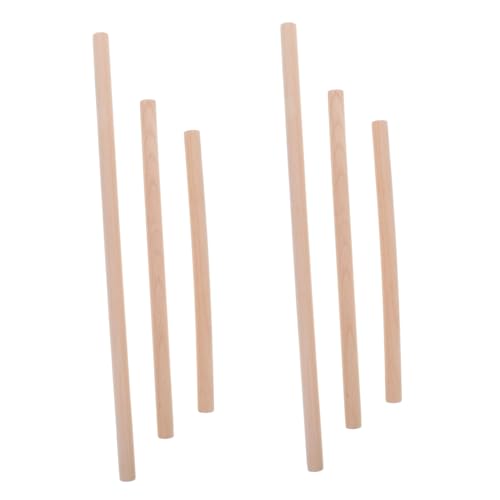 SHINEOFI 6 Stück Runder Stab Bastelstäbchen Aus Naturholz Holzstäbe Zum Basteln Holzblockblockstäbchen Holzzweige Für Diy Holzhandwerk Bastelstöcke Aus Holz Holzstämme Buche Beige von SHINEOFI