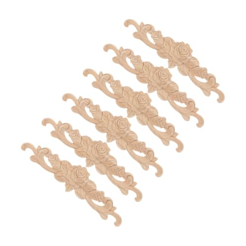 SHINEOFI 6 Stück Teiliges Holzornamente Unlackierte Holzrosen Applikationen für Türen Wände Schränke und Möbel DIY Deko für Kreative Projekte Langlebig und Vielseitig Einsetzbar von SHINEOFI