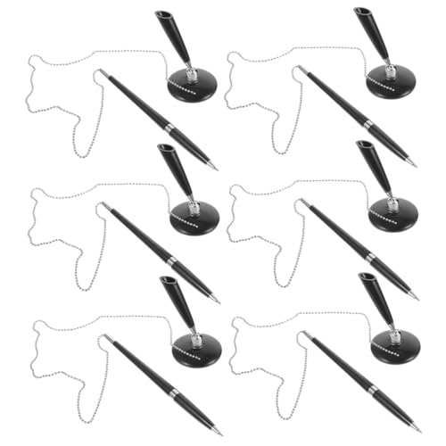SHINEOFI 6 Stück Teiliges Kugelschreiber mit Sicherer Kette und Selbstklebendem Halter Drehbar Ergonomisch Schwarzer Kugelschreiber für Büro Empfang Bank und Arbeitsplatz SHINEOFI 6 Stück Teiliges Kugelschreiber mit Sicherer Kette und Selbstklebendem Halter Drehbar Ergonomisch Schwarzer Kugelschreiber für Büro Empfang Bank und Arbeitsplatz von SHINEOFI