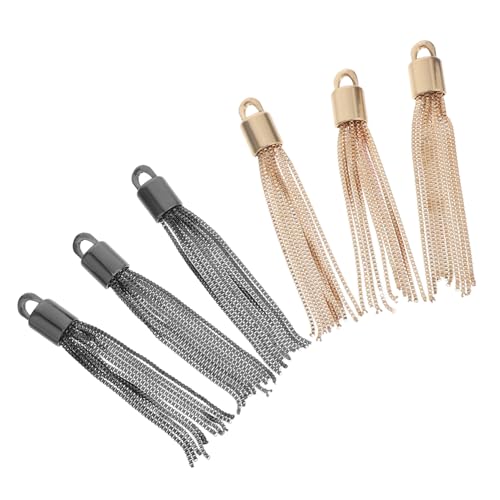 SHINEOFI 6 Stück Teiliges Lange Metallquasten Schlüsselanhänger Kleine Vintage Anhänger Charms für Handtaschen Kleidung DIY Schmuck Zubehör in Hellgold und Gunmetal von SHINEOFI