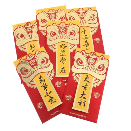 SHINEOFI 6 Stück Teiliges Rote Umschläge mit Goldglitzer Matte Geldtaschen aus Sicherem Papier für Neujahr Vielseitig Einsetzbar für Gutscheine und Karten Elegante Geschenkumschläge von SHINEOFI
