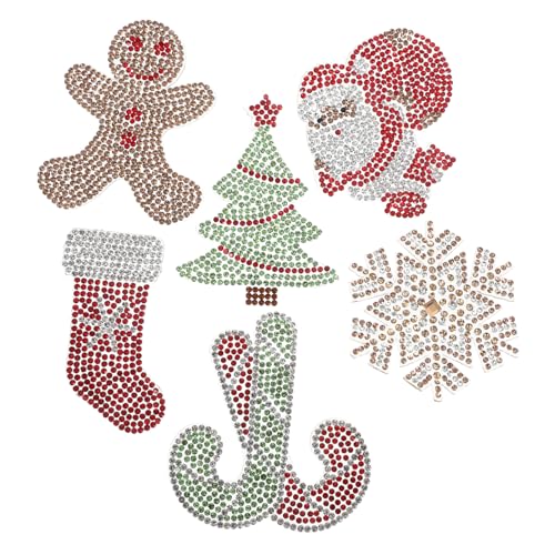 SHINEOFI 6 Stück Teiliges Weihnachts Selbstklebenden Strass-applikationen Funkelnde Weihnachtsbaum Lebkuchenmann-patches für Diy-kleidung Schuhe und Accessoires Einfache Anbringung zum von SHINEOFI