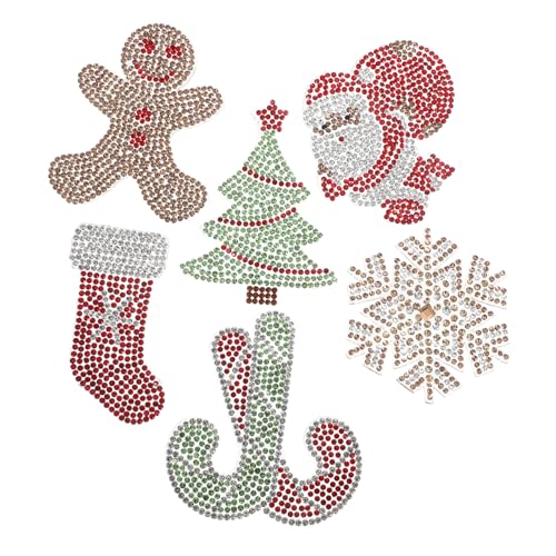 SHINEOFI 6 Stück Weihnachtsdiamantaufkleber Lebkuchen-Aufkleber weihnachtsschuhverzierungen Anhänger in Weihnachtsform Weihnachtsapplikationen Strass-Patches Strasskleberaufkleber von SHINEOFI