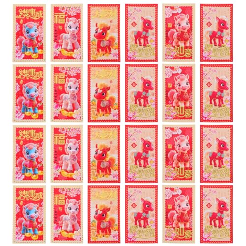SHINEOFI 60 Stück Cartoon Rote Umschläge für Jahr Des Pferdes Lustige Geldgeschenke für Frühlingsfest Hochzeiten und Neujahrsfeiern Lunar Year Envelopes von SHINEOFI