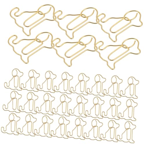 SHINEOFI 60 Stück Niedliche Büroklammer Buch Büroklammer Stift Hund Büroklammern Lustige Papierclips Süße Büroklammern Kleine Papierklammern Lesezeichen Büroklammern Golden Metall von SHINEOFI
