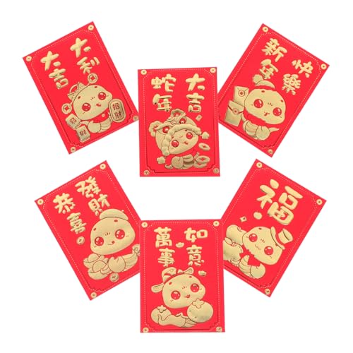 SHINEOFI 60 Stück Rote Umschläge Cartoons für Jahr Schlange Traditionelle Chinesische Neujahrsgeschenke Elegante Glücksumschläge für Feiern pro Packung von SHINEOFI