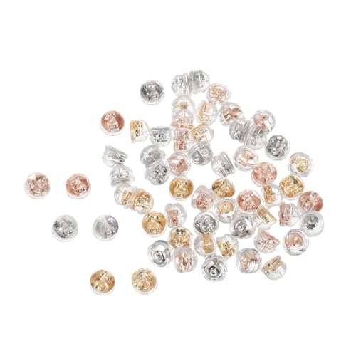 SHINEOFI 60 Stück Silikon Ohrstecker Verschlüsse Weiche Ohrringstopper Ersatzrückseiten in Gold Roségold und Weißgold Lochgröße Sicherer Halt für Ohrstecker Komfortable DIY Schmuckzubehör SHINEOFI 60 Stück Silikon Ohrstecker Verschlüsse Weiche Ohrringstopper Ersatzrückseiten in Gold Roségold und Weißgold Lochgröße Sicherer Halt für Ohrstecker Komfortable DIY Schmuckzubehör von SHINEOFI